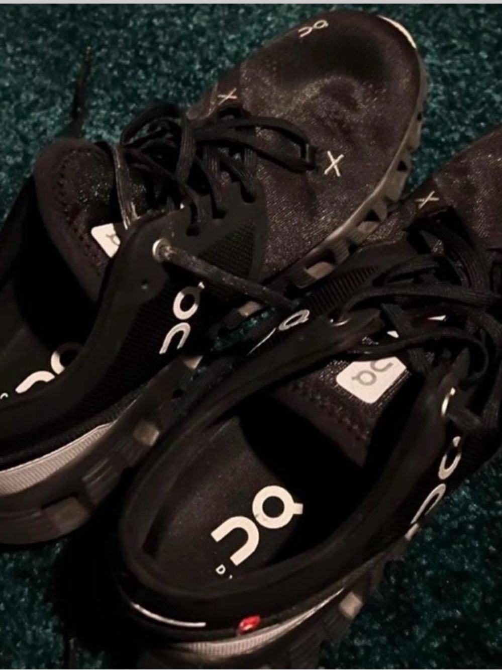 On Running Black and White womens 8  Athletic Running Shoes